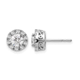 14k White Gold 1 carat Lab Grown Diamond VS/SI+ G+ Complete Halo Post Earrings